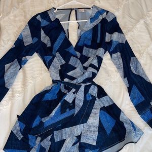 Blue patchwork romper